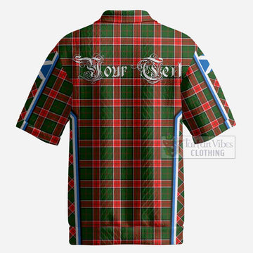 Pollock Tartan Crest Men’s Polo Sweater Top Scotland Coat of Arm Flag Style