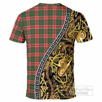 Pollock Tartan Crest T-Shirt Celtic Knot and Triple Trickle Spiral Symbols
