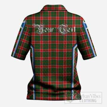 Pollock Tartan Crest Women’s Polo Sweater Top Scotland Coat of Arm Flag Style