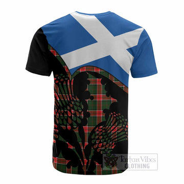 Pollock Tartan Family Crest Cotton T-shirt Scotland Thistle Floral Flag Style