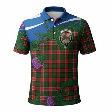 Pollock Tartan Family Crest Polo Shirt Thistle in Minimalism