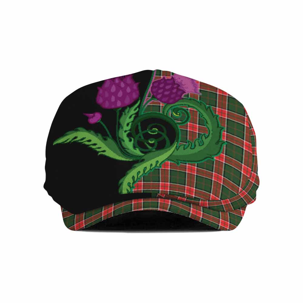 Pollock Tartan Flat Cap, Jeff Cap Traditional Scottish Thistle