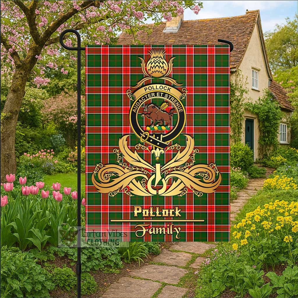Pollock Tartan Garden Flag with Highland Thistle Cherish Family Crest Style - Tartan Vibes Clothing