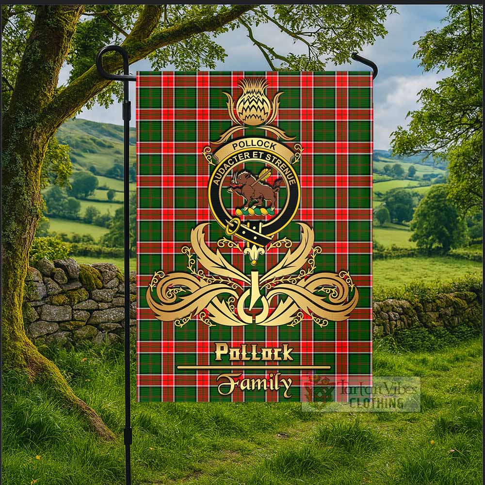 Pollock Tartan Garden Flag with Highland Thistle Cherish Family Crest Style - Tartan Vibes Clothing