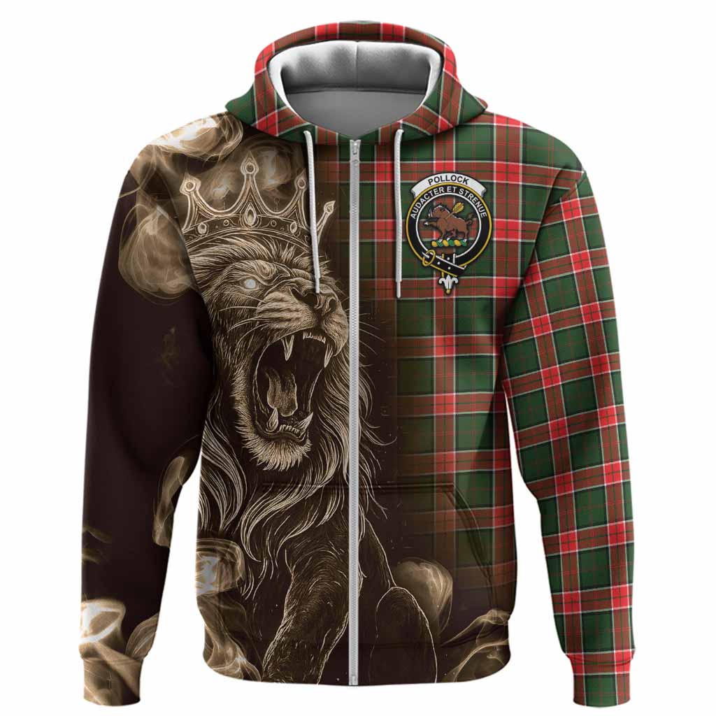 Pollock Tartan Hoodie Roaring Lion Heritage