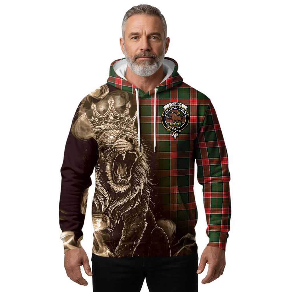 Pollock Tartan Hoodie Roaring Lion Heritage