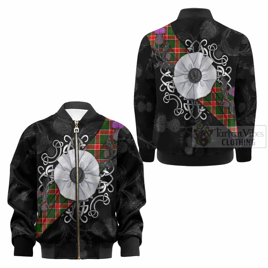 Pollock Tartan Kid Bomber Jacket Jacobite White Rose - Tartan Vibes Clothing