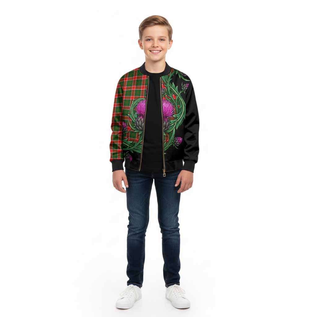 Pollock Tartan Kid Bomber Jacket Resilient Scottish Thistle - Tartan Vibes Clothing