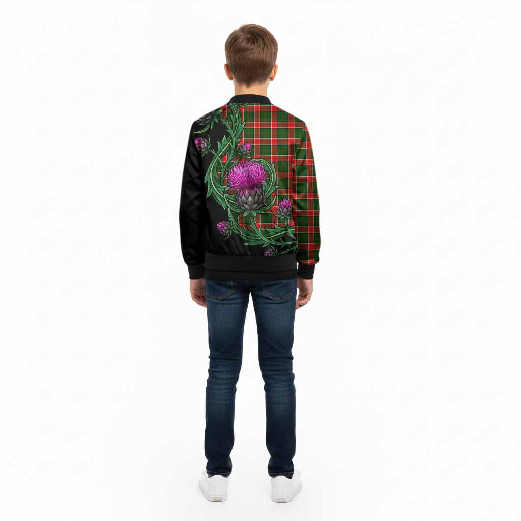 Pollock Tartan Kid Bomber Jacket Resilient Scottish Thistle - Tartan Vibes Clothing