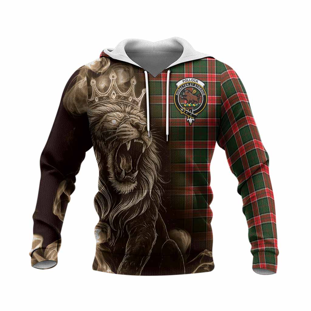 Pollock Tartan Knitted Hoodie Roaring Lion Heritage