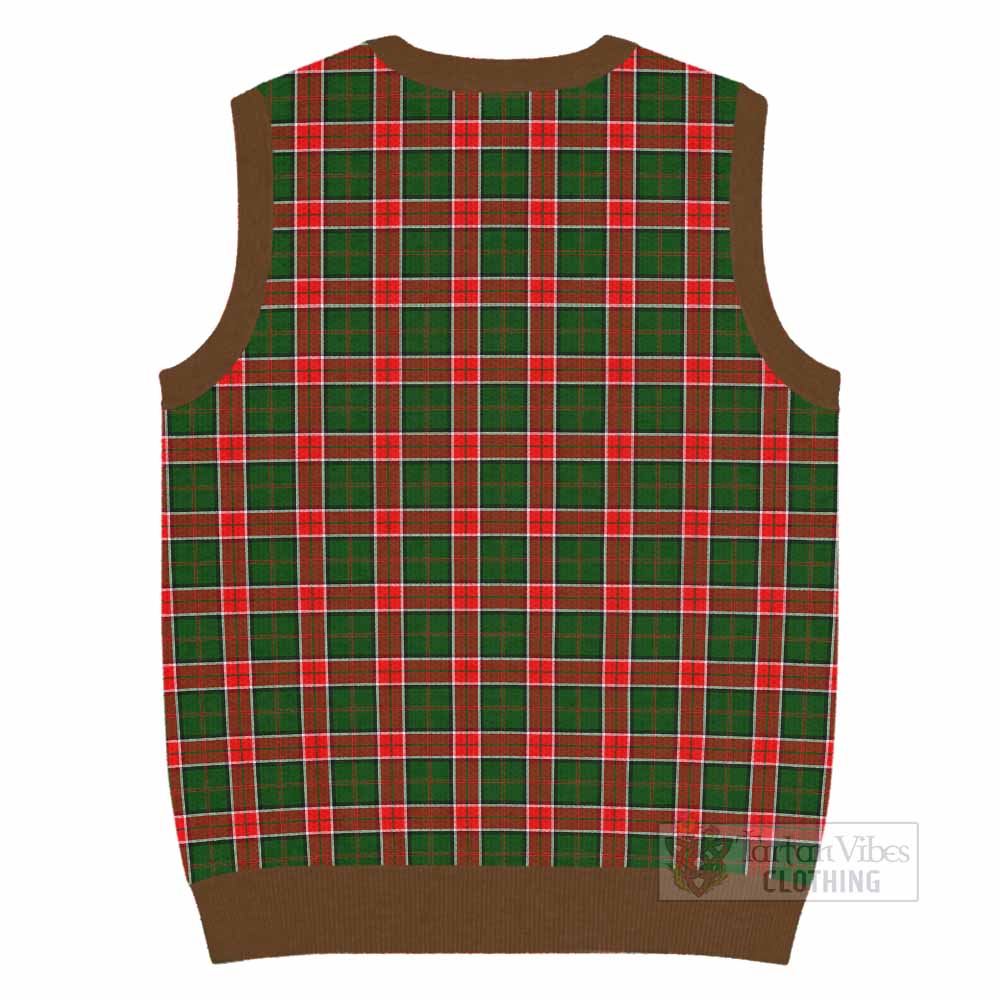 Pollock Tartan Knitted V-Neck Vest with Family Crest - Tartan Vibes Clothing