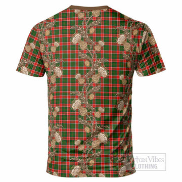 Pollock Tartan T-Shirt Seamless Scottish Thistle Flowers