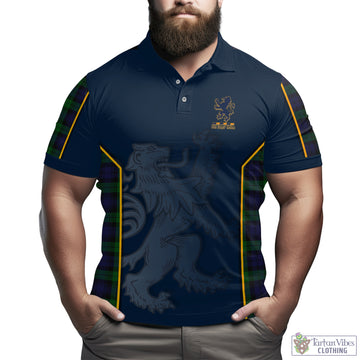 (Customer's Request) Black Watch Tartan Men's Polo Shirt with Lion Rampant Vibes Sport Style