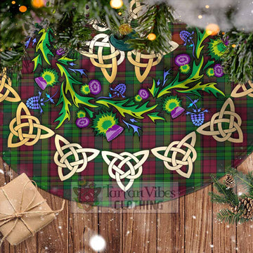 Tartan Vibes Clothing Pope of Wales Tartan Christmas Tree Skirt with Thistle Celtic Knot Style