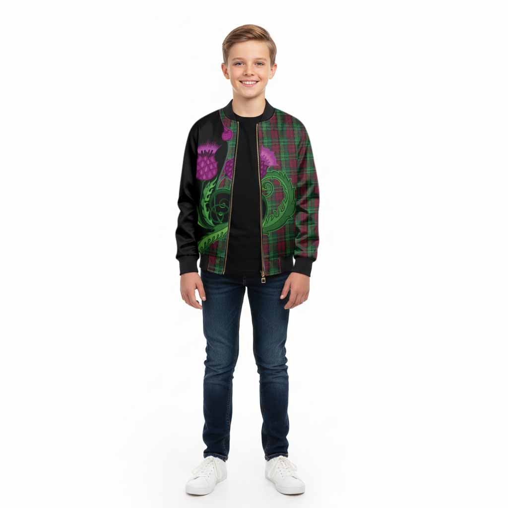 Pope of Wales Tartan Kid Bomber Jacket Traditional Scottish Thistle