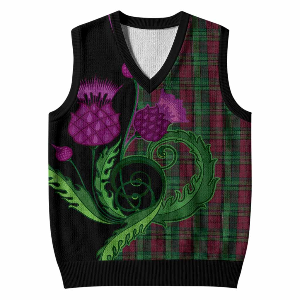 Pope of Wales Tartan Knitted V-Neck Vest Traditional Scottish Thistle