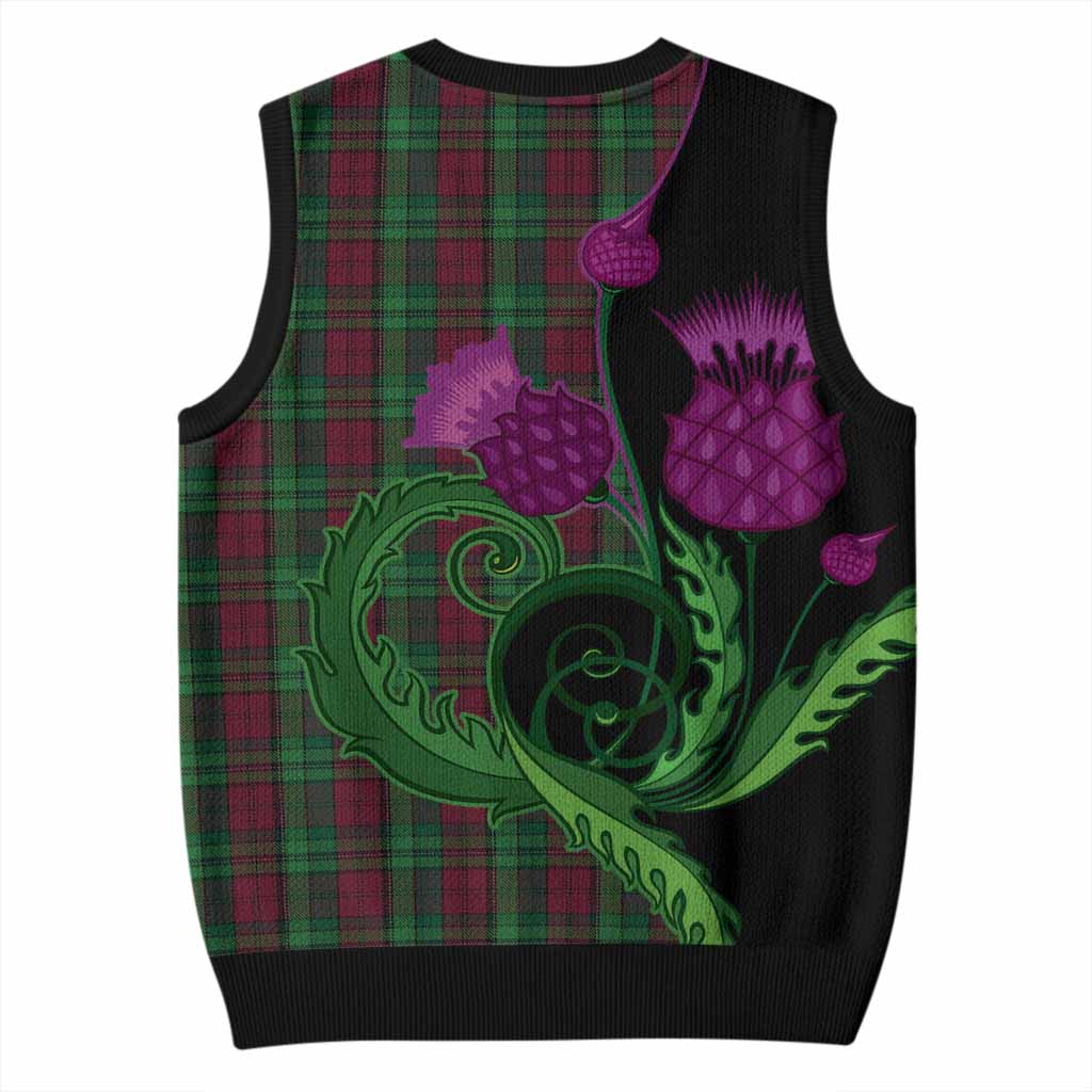 Pope of Wales Tartan Knitted V-Neck Vest Traditional Scottish Thistle