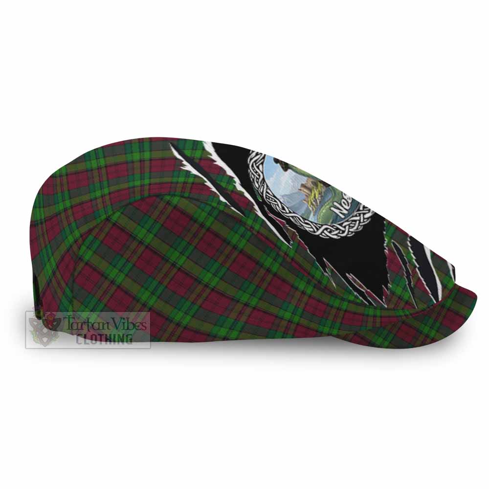Pope of Wales Tartan Loch Ness Monster Flat Cap, Jeff Cap Celtic Knot Nessie Art