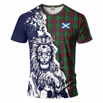 Pope of Wales Tartan Scottish T-Shirt Angry Lion With Soccer Ball Style