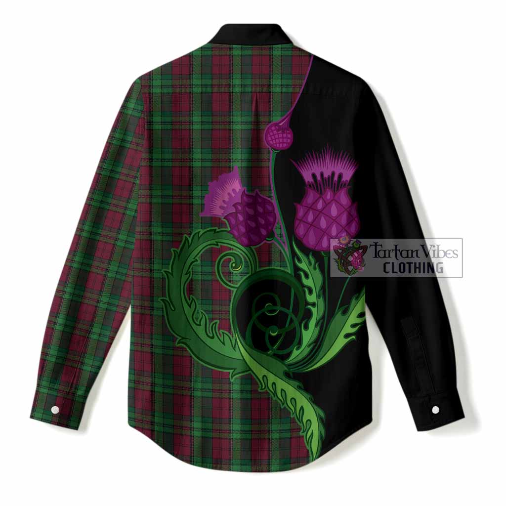 Pope of Wales Tartan Women Casual Shirt Traditional Scottish Thistle