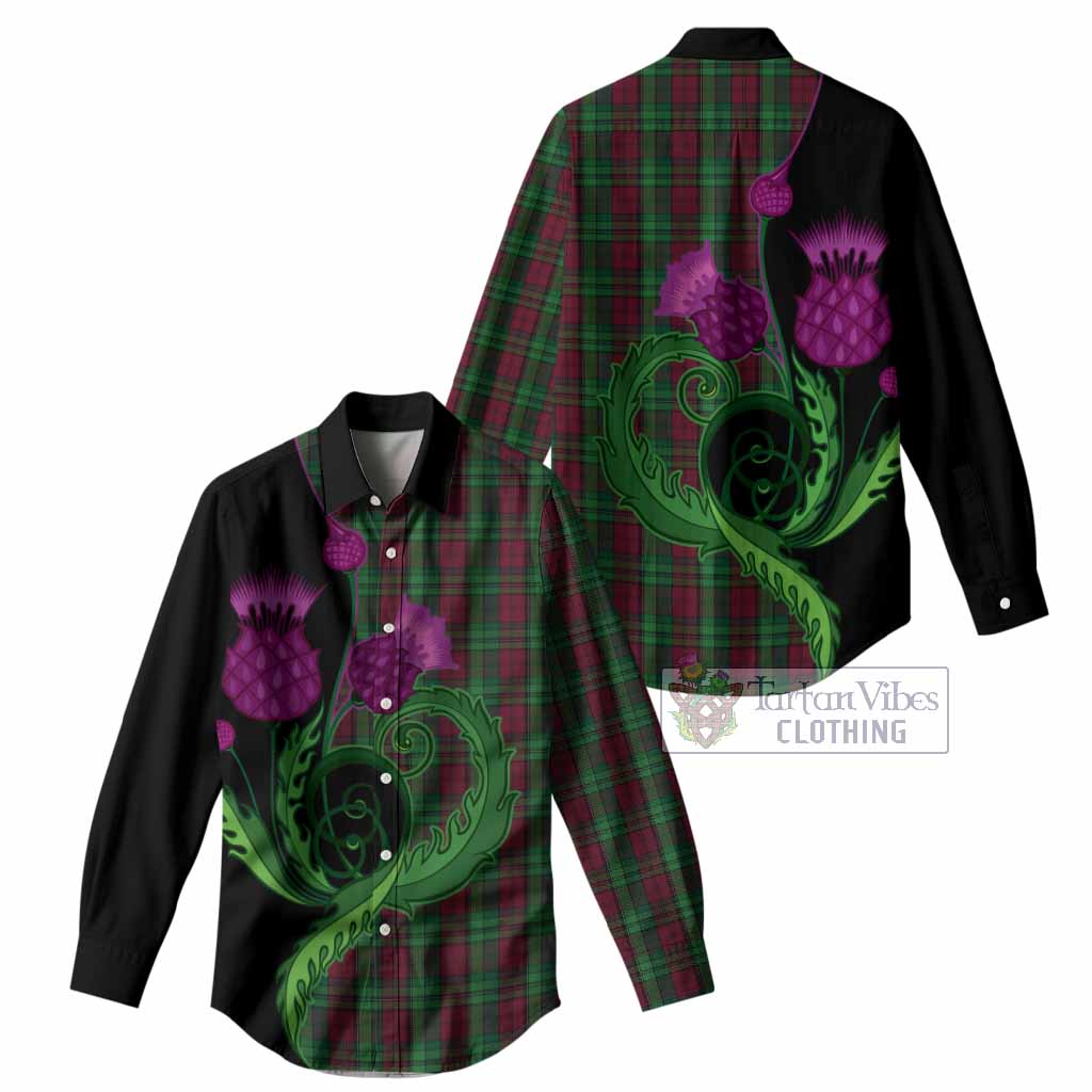 Pope of Wales Tartan Women Casual Shirt Traditional Scottish Thistle