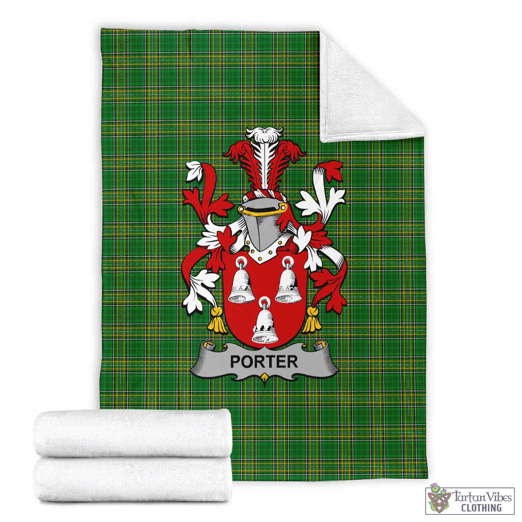 Porter Irish Clan Tartan Blanket with Coat of Arms X-Large 59 x 79 inches 150 x 200 cm - Tartan Vibes Clothing