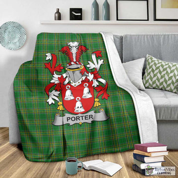 Porter Irish Clan Tartan Blanket with Coat of Arms