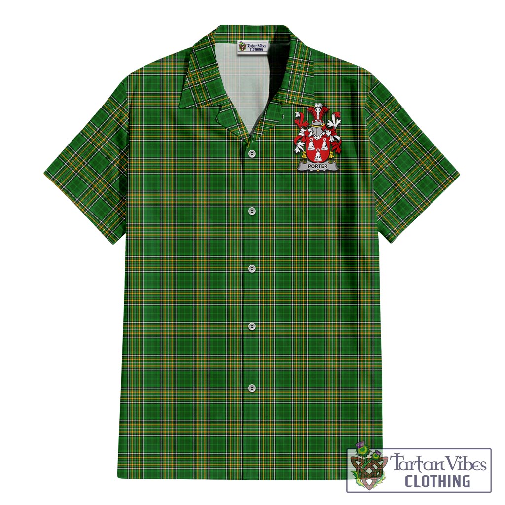 Porter Irish Clan Tartan Hawaiian Shirt with Coat of Arms - Tartan Vibes Clothing