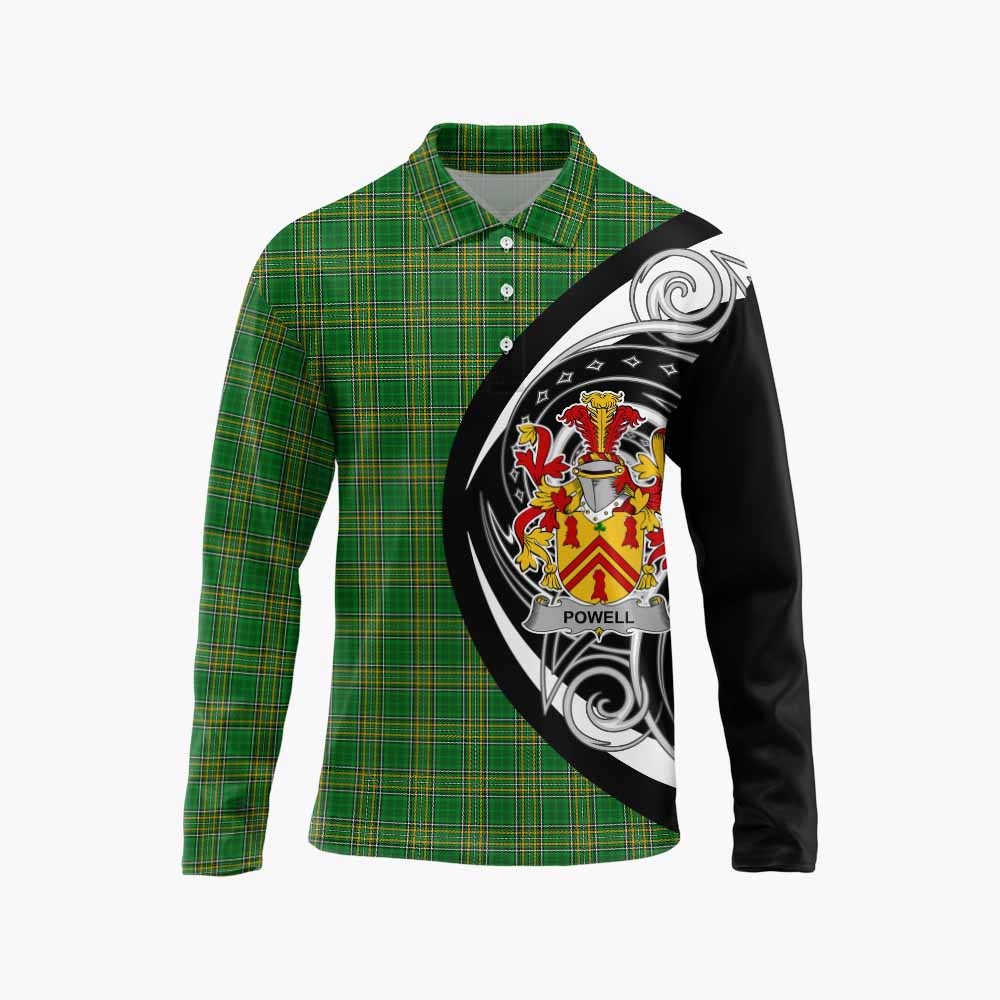 Powell Irish Clan Long Sleeve Polo Shirt Celtic Circle Style Unisex - Tartan Vibes Clothing