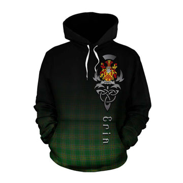 Tartan Vibes Clothing Powell Irish Clan Cotton Hoodie with Coat of Arms Erin Go Bragh Celtic Inspired
