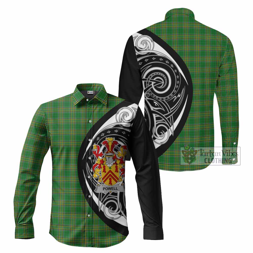 Powell Irish Clan Long Sleeve Button Shirt Celtic Circle Style - Tartan Vibes Clothing