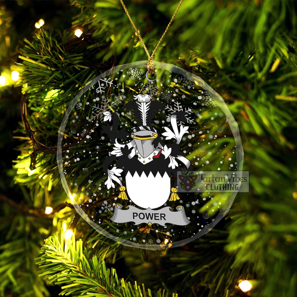 Tartan Vibes Clothing Power Irish Clan Christmas Glass Ornament with Coat of Arms