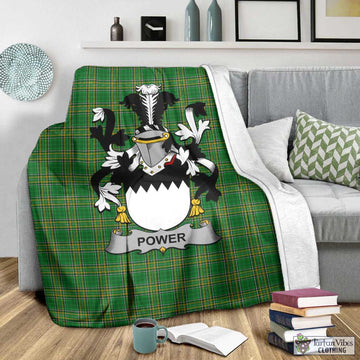 Power Irish Clan Tartan Blanket with Coat of Arms