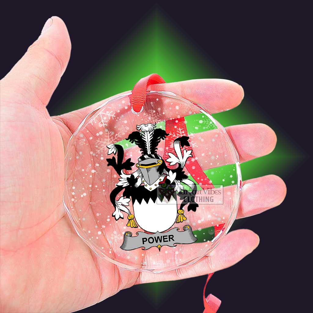 Tartan Vibes Clothing Power Irish Clan Christmas Glass Ornament with Coat of Arms