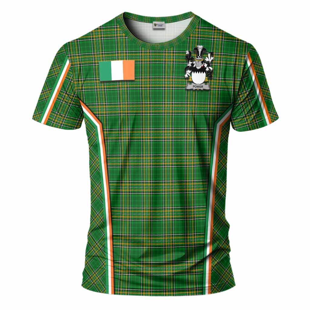 Power Irish Clan Coat of Arm Tartan T-Shirt Flag Style