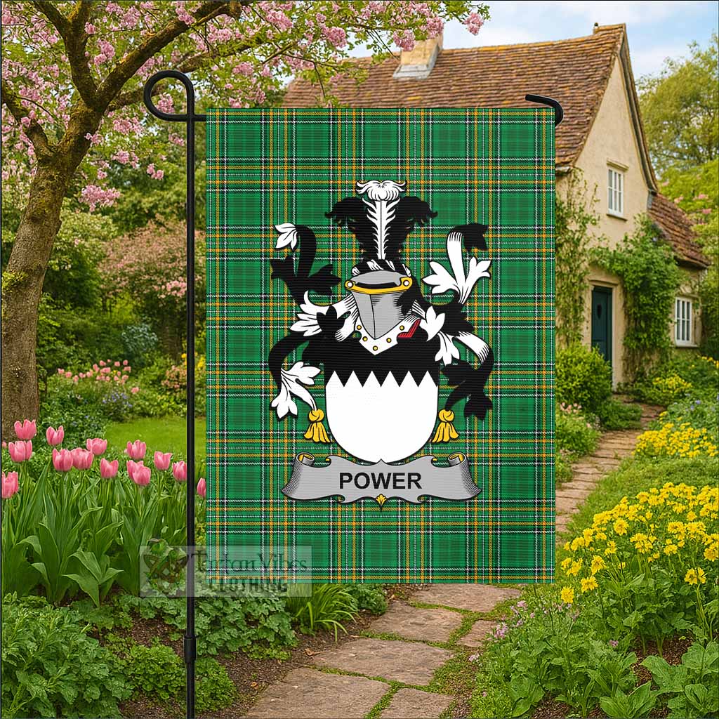 Power Irish Clan Tartan Flag with Coat of Arms