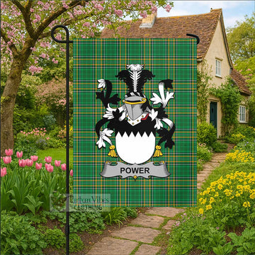 Power Irish Clan Tartan Garden Flag with Coat of Arms