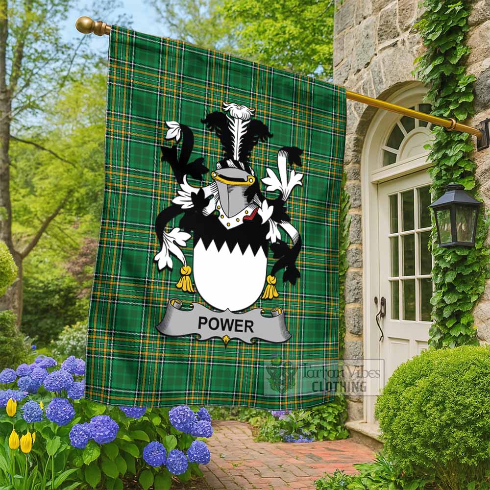 Power Irish Clan Tartan Flag with Coat of Arms