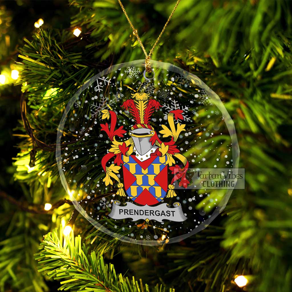 Prendergast Irish Clan Christmas Glass Ornament with Coat of Arms Transparent Glass Circle - 2D-tartanvibesclothing