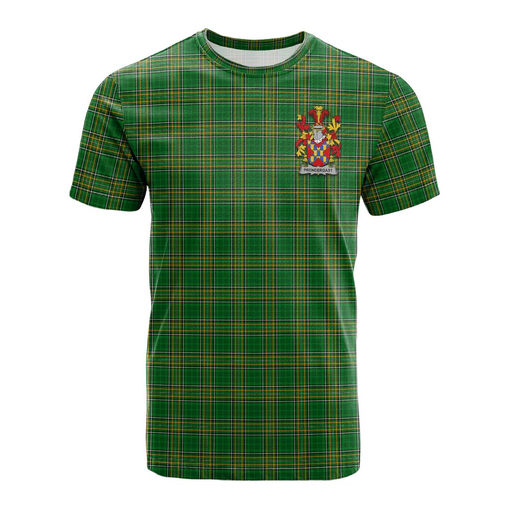 Tartan Vibes Clothing Prendergast Irish Clan Tartan Cotton T-shirt with Coat of Arms