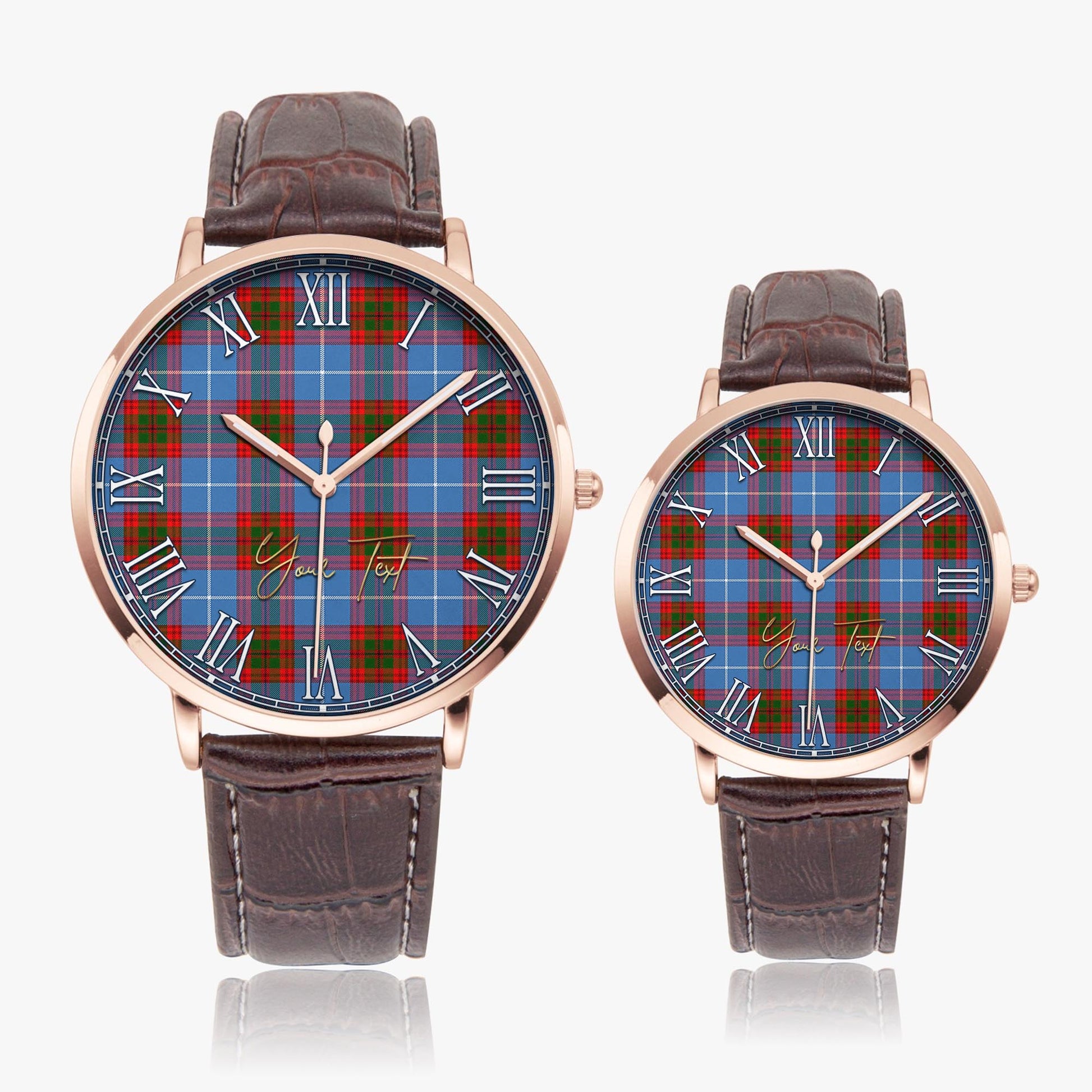 Preston Tartan Personalized Your Text Leather Trap Quartz Watch - Tartan Vibes Clothing