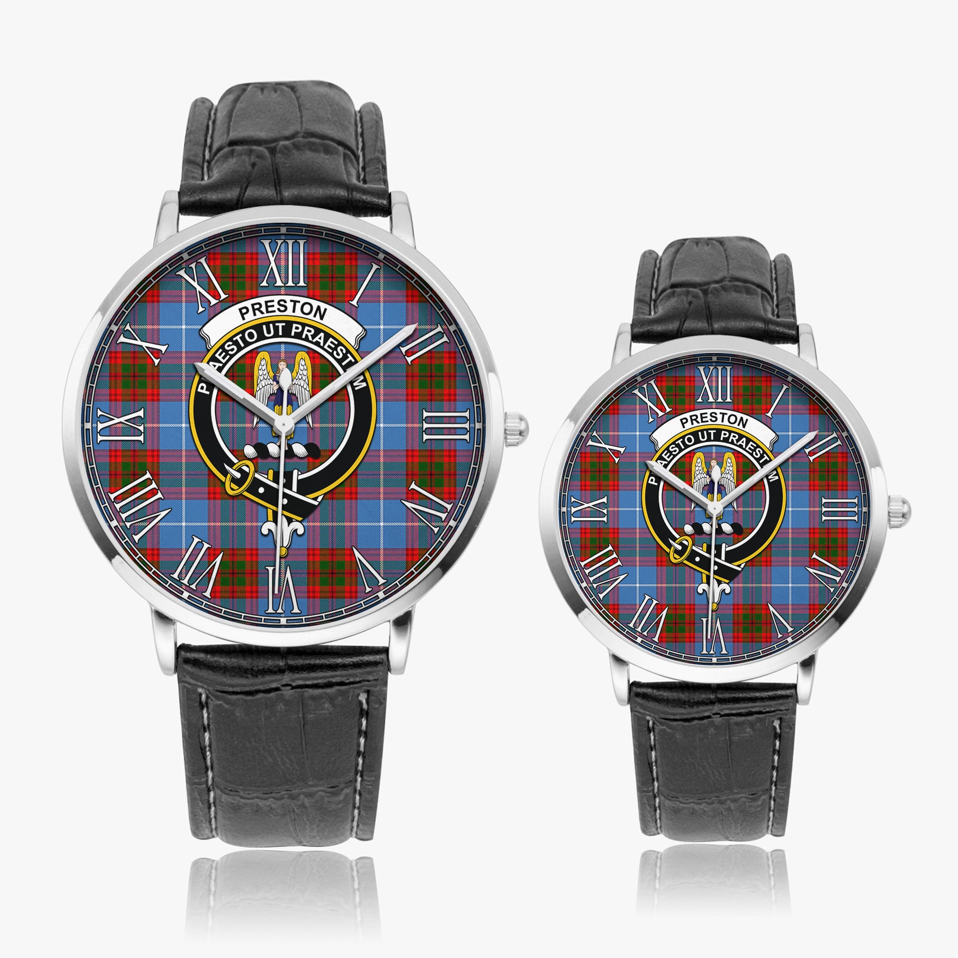 Preston Tartan Family Crest Leather Strap Quartz Watch - Tartan Vibes Clothing
