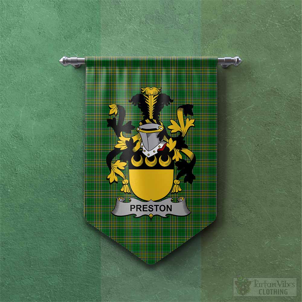 Tartan Vibes Clothing Preston Irish Clan Tartan Gonfalon, Tartan Banner with Coat of Arms