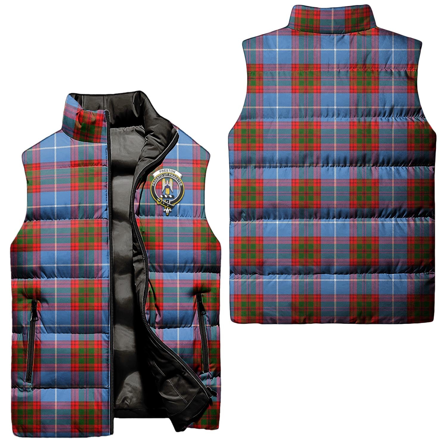 Preston Tartan Sleeveless Puffer Jacket with Family Crest Unisex - Tartan Vibes Clothing