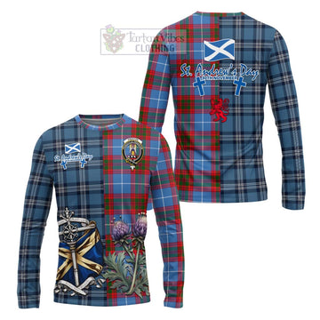 Preston Tartan Long Sleeve T-Shirt Happy St. Andrew's Day Half Tartan Style Unisex - Tartan Vibes Clothing