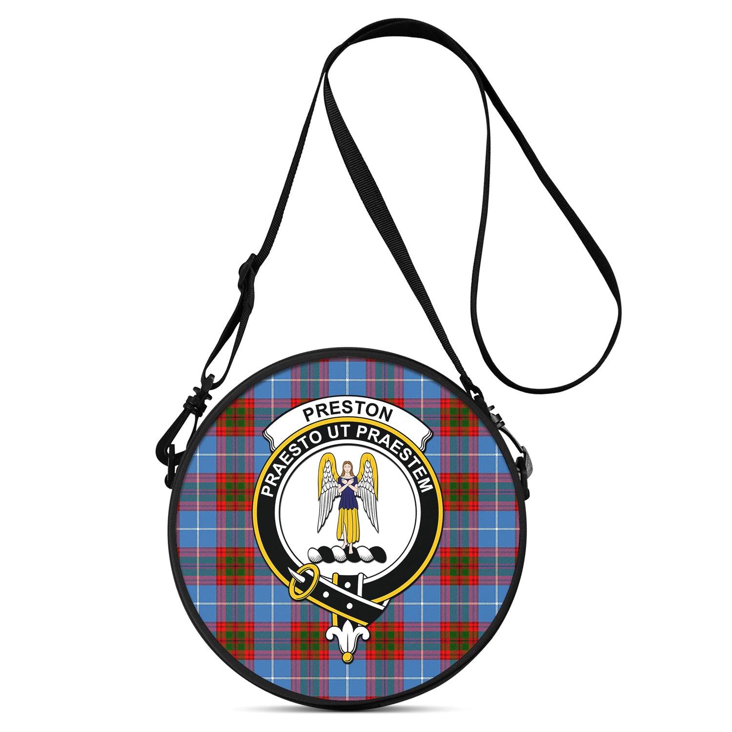 Preston Tartan Round Satchel Bags with Family Crest One Size 9*9*2.7 inch - Tartan Vibes Clothing