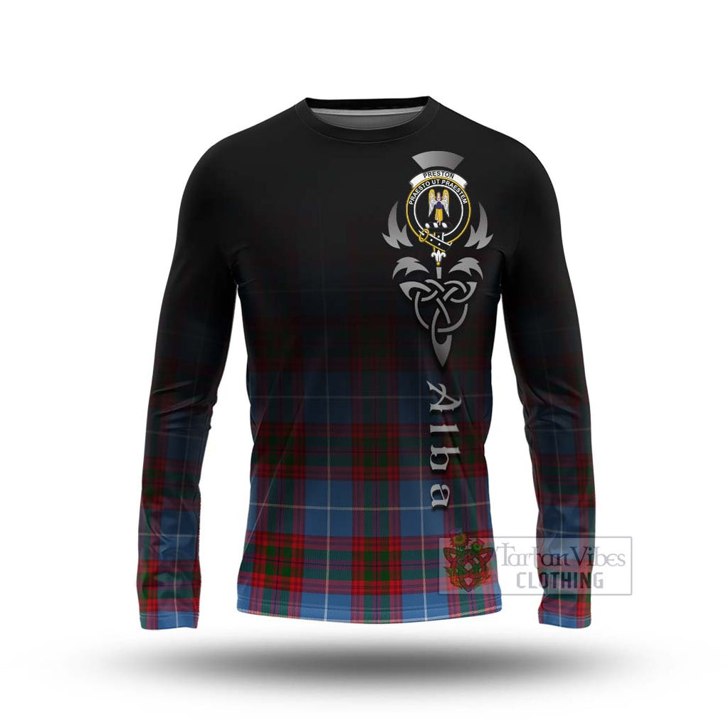 Preston Tartan Long Sleeve T-Shirt Featuring Alba Gu Brath Family Crest Celtic Inspired Unisex - Tartan Vibes Clothing