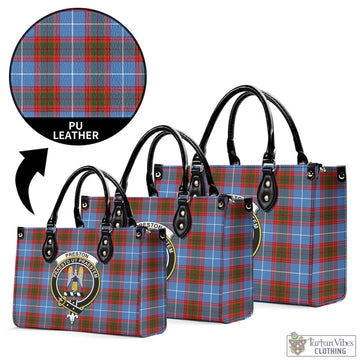 Preston Tartan Luxury Leather Handbags with Family Crest L - Tartan Vibes Clothing