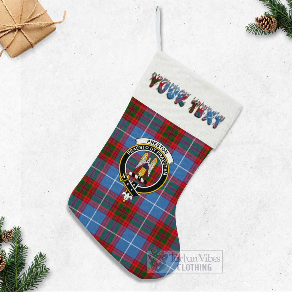 Preston Tartan Family Crest Christmas Stocking with Personalized Text - Tartan Vibes Clothing