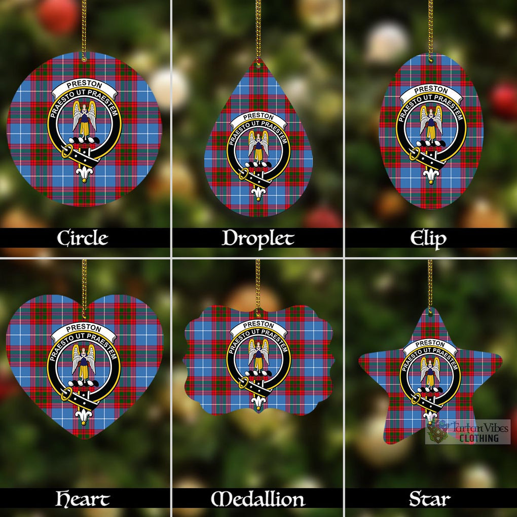 Preston Tartan Christmas Aluminium Ornament with Family Crest Aluminium - Tartan Vibes Clothing